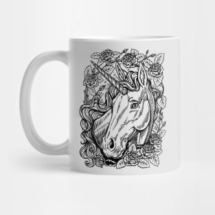 Unicorn Portrait With Roses Mug